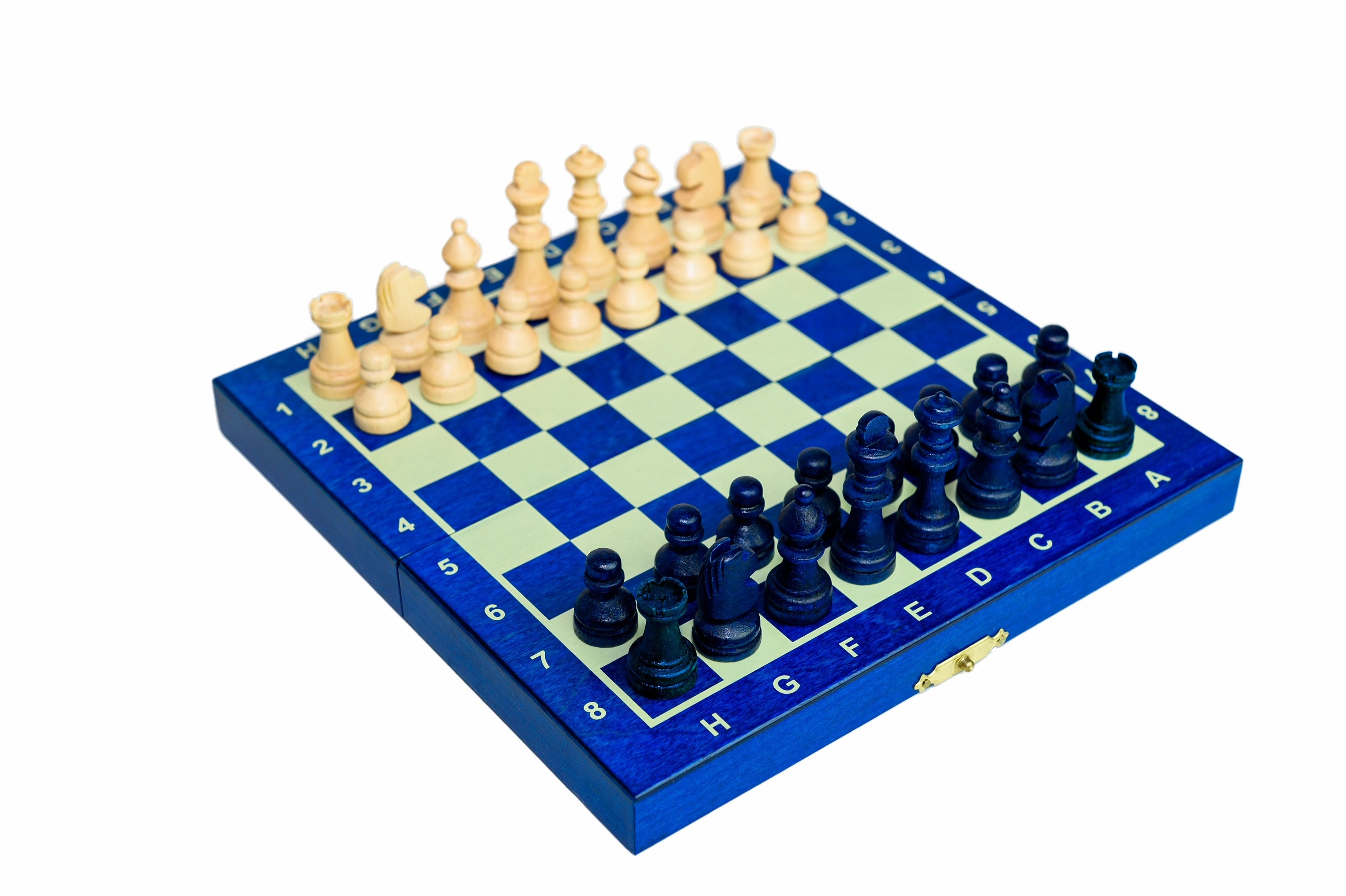 MAGNETIC wooden chess mini (20cm) - blue