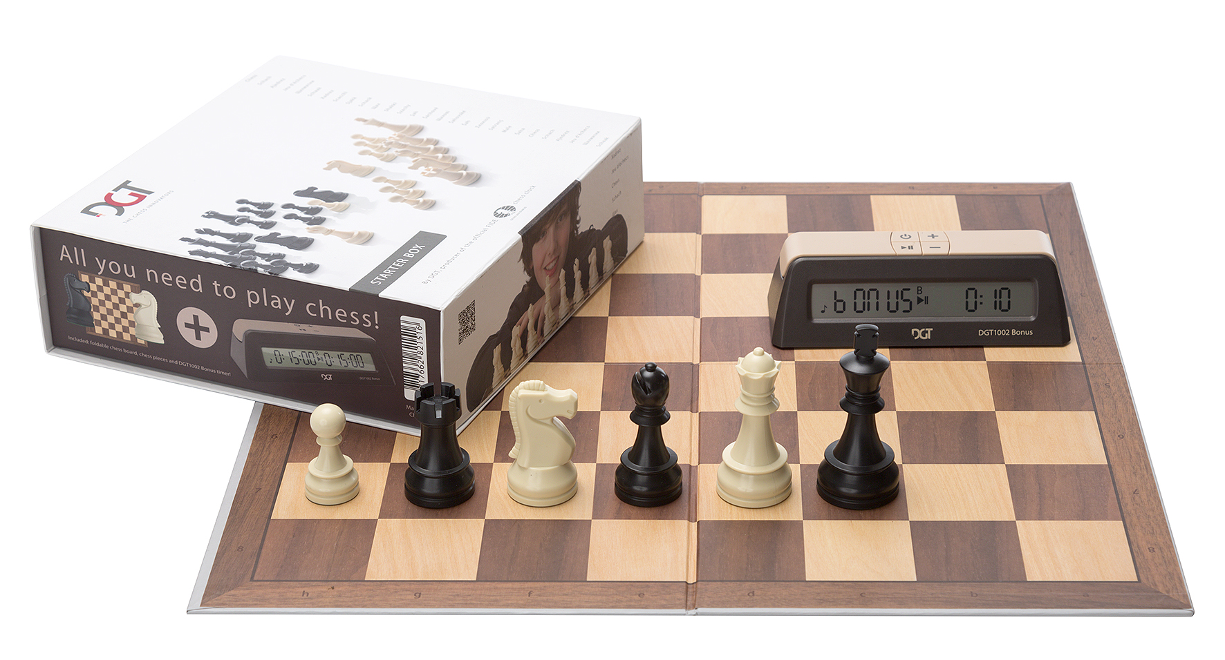 DGT BROWN SET šachmatų figūros + board + DGT1002