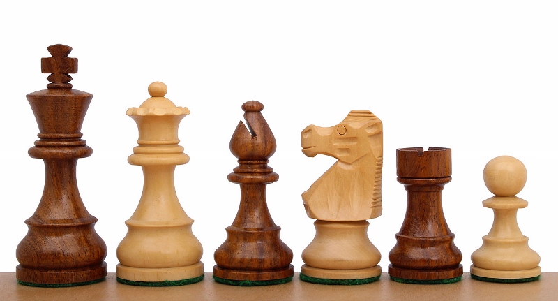 French Staunton Acacia/Boxwood 4" šachmatų figūros