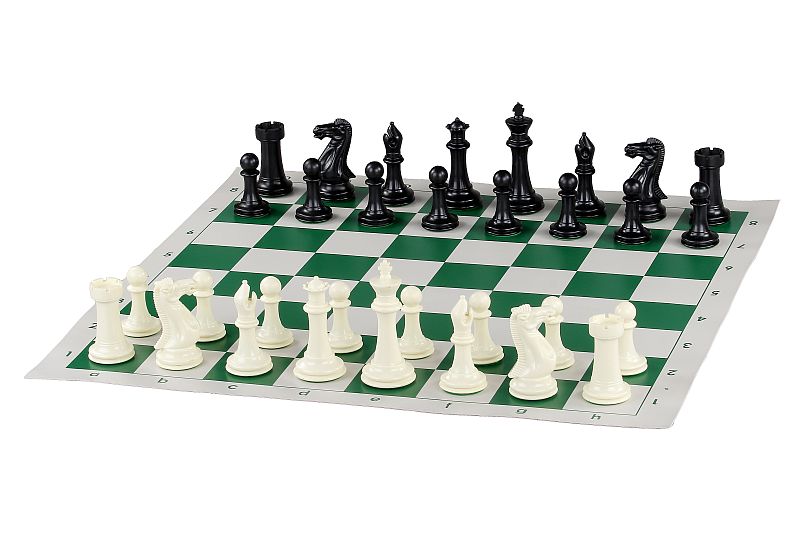 Rollable vinyl checkerboard No. 6, white and green