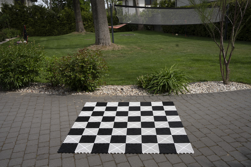 PVC Rubberized Vinyl šachmatų lenta. 8" squares