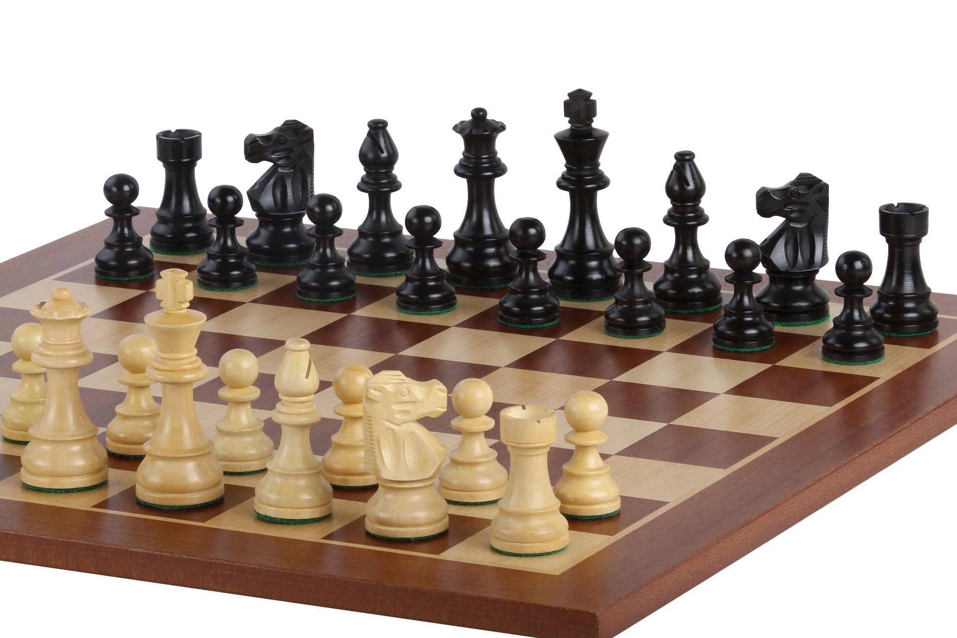 No6 Sapele šachmatų lenta+3.75" French Ebonised pieces