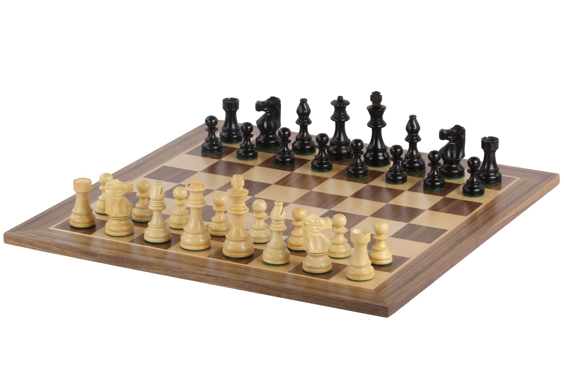 No6 Walnut šachmatų lenta+3.75" French Ebonised pieces