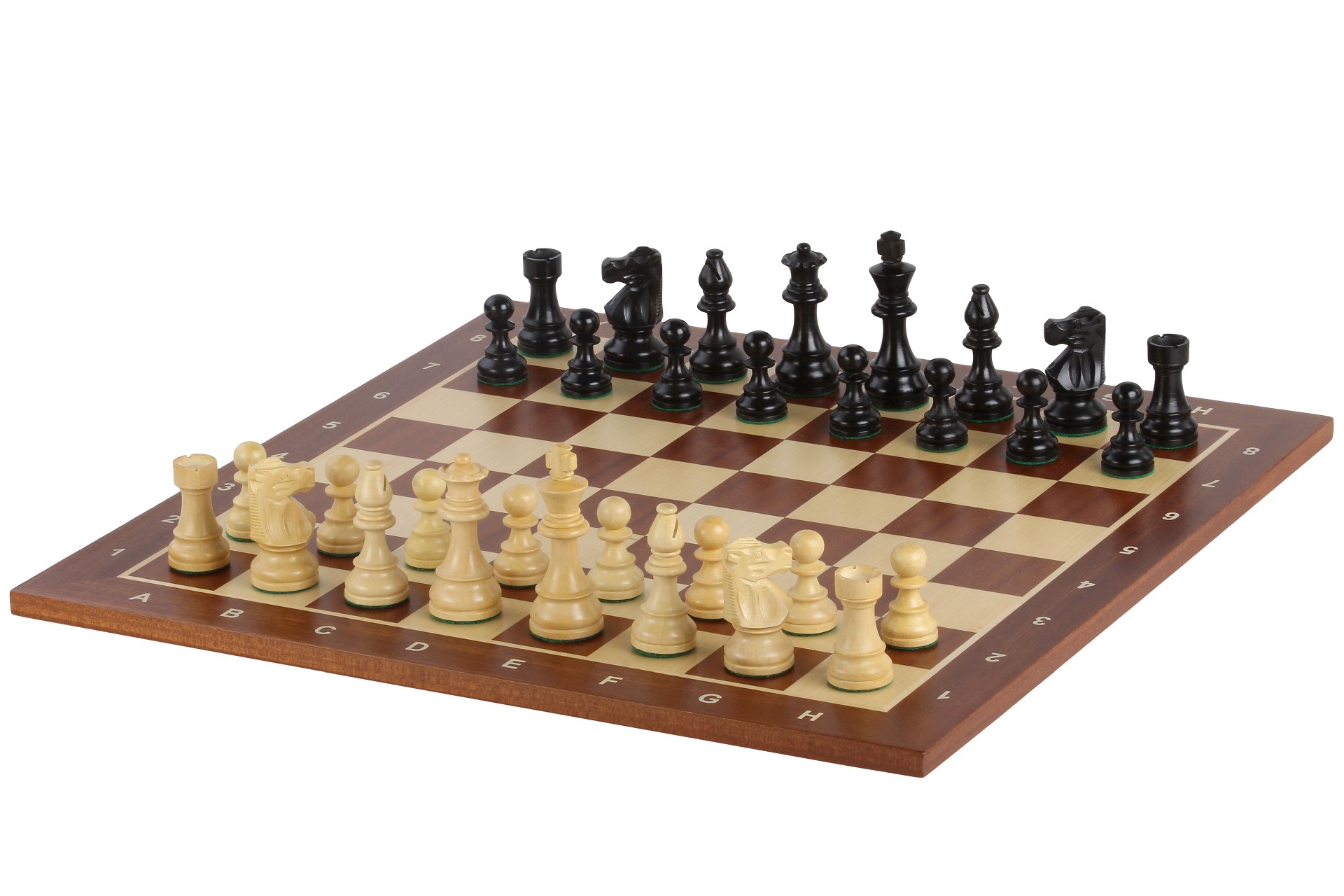 No6 Sapele šachmatų lenta+3.75" French Ebonised pieces