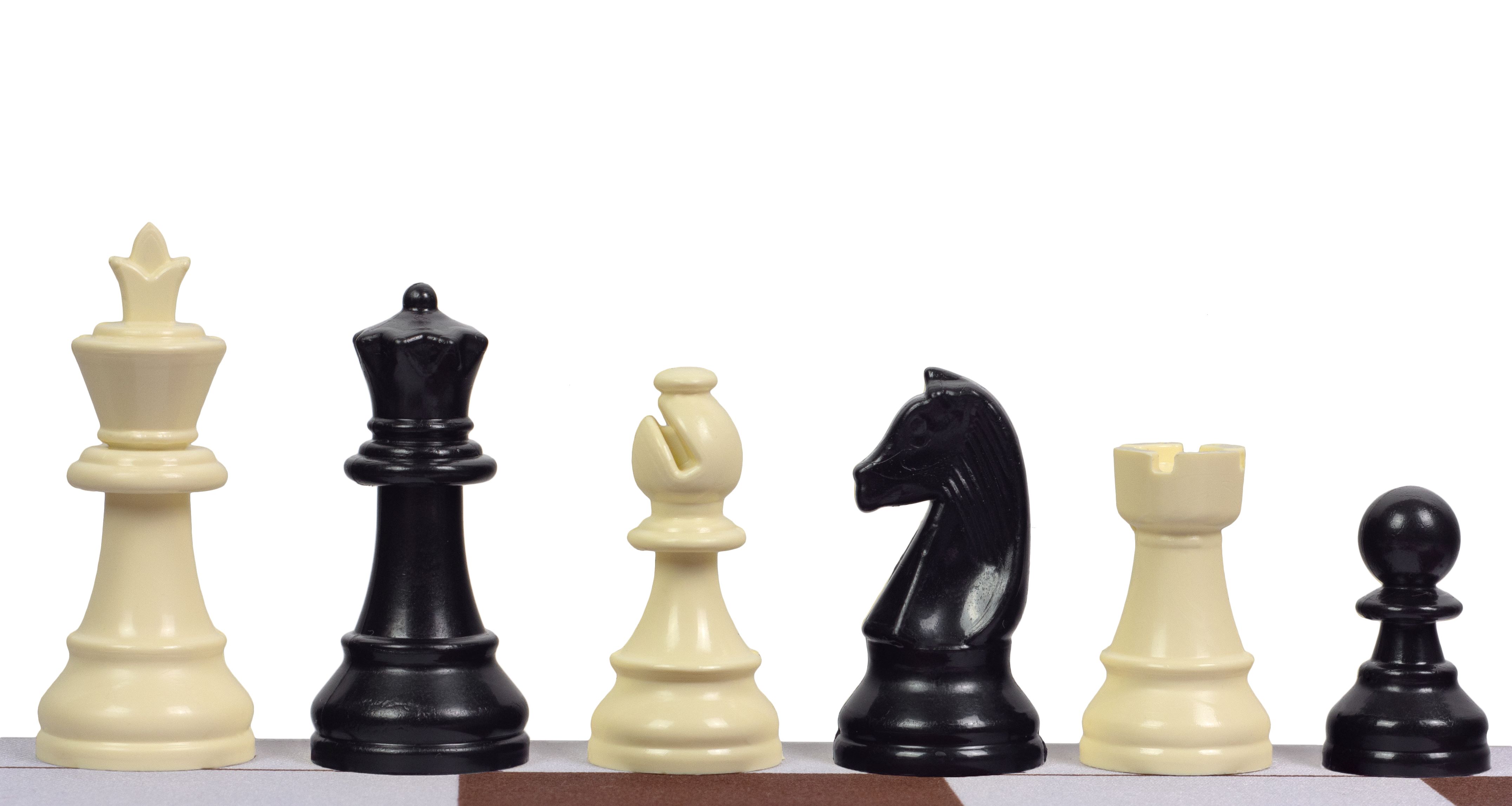 Staunton No. 3 plastic šachmatų figūros (king 65 mm) for play and analysis