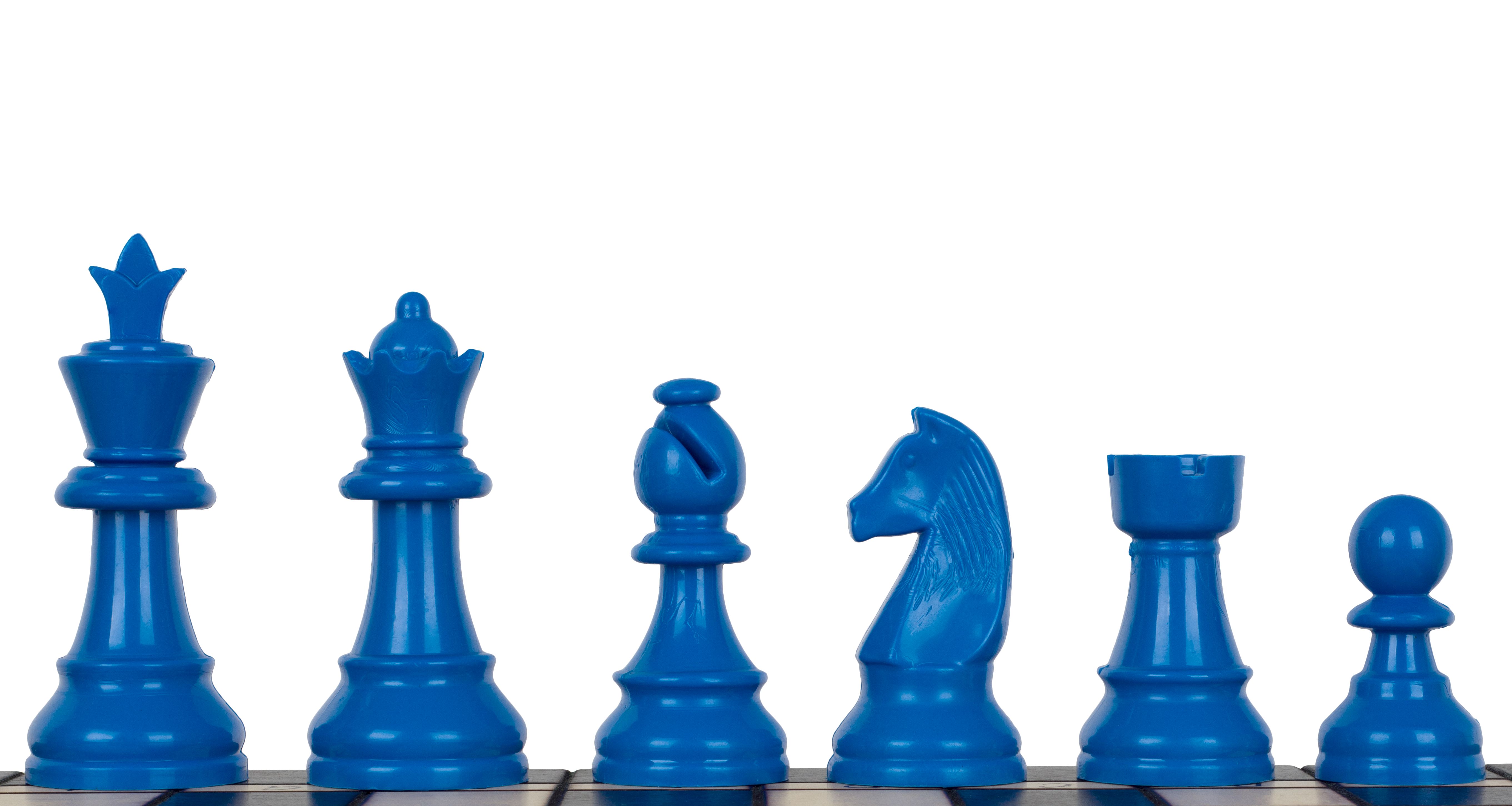 Staunton 6 šachmatų figūros, plastic (king 95 mm) - blue